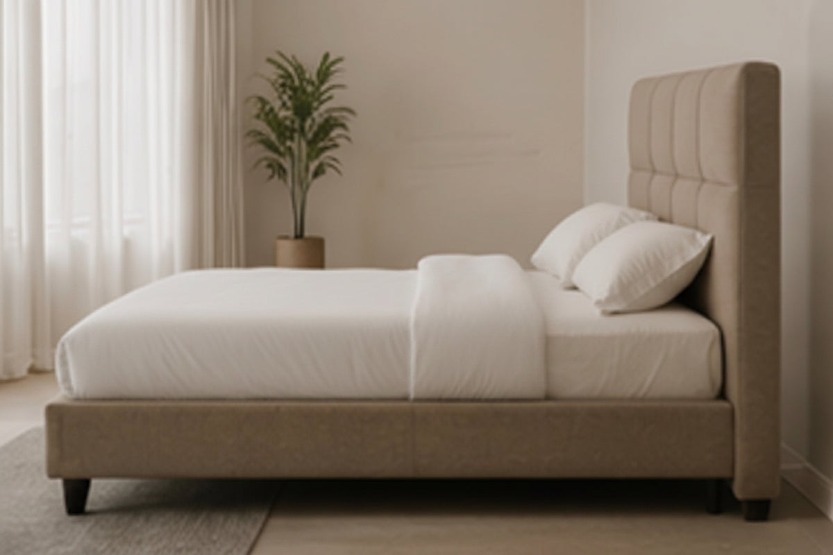 Upholstered bed with headboard