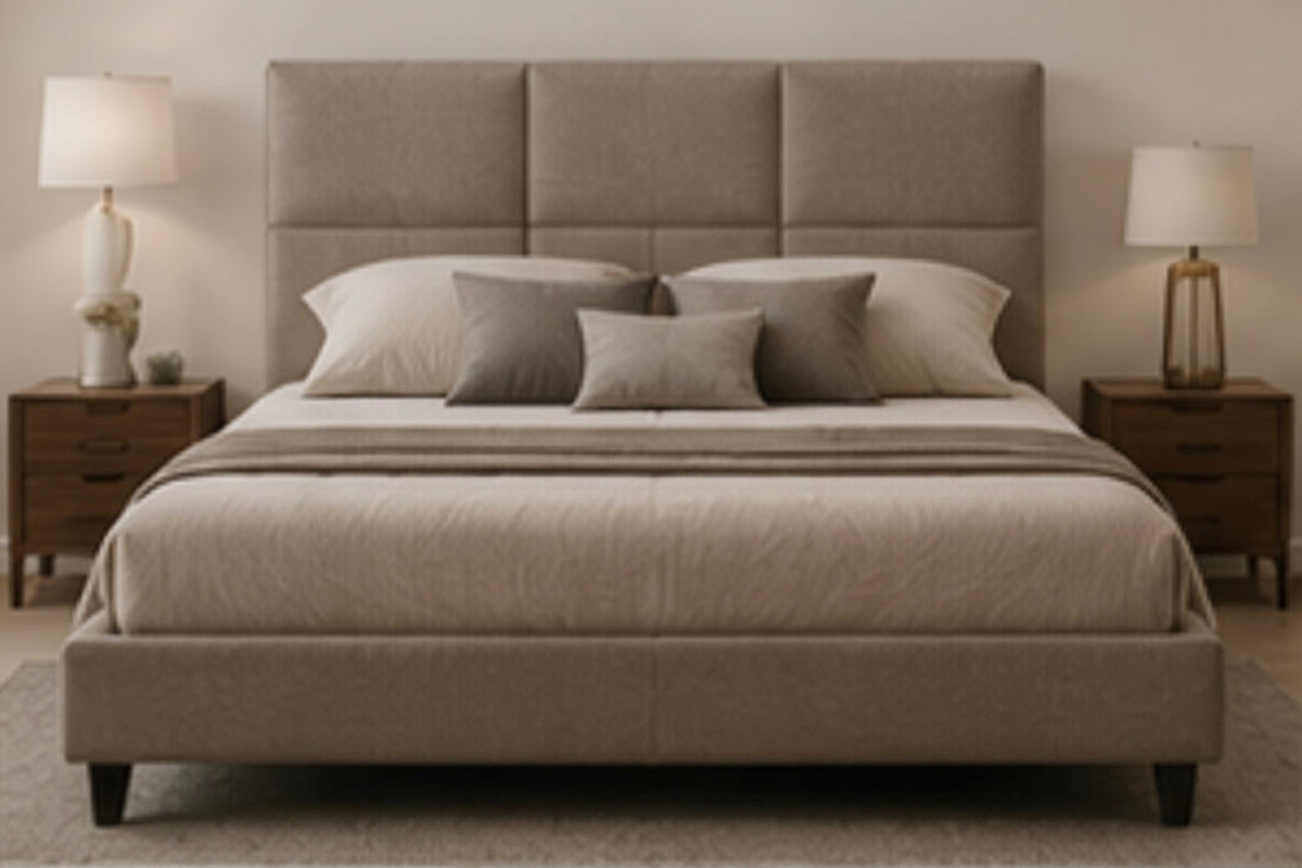 Upholstered bed with headboard
